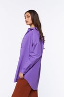 Women's Oversized Longline Poplin Shirt in Purple Small