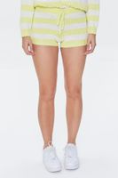 Women's Striped Drawstring Shorts in Yellow/Cream Small