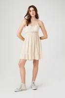 Women's Lace-Trim Flounce Mini Dress in Sand Large