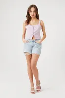 Women's Sweetheart Lace-Up Crop Top in Lilac Small