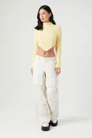 Women's Cropped Turtleneck Sweater in Pale Banana, XL