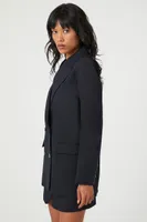 Women's Plunging Double-Breasted Blazer in Black Large