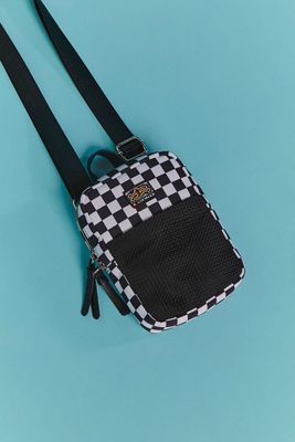 Women Airwalk Checkered Mini Messenger Bag in Black