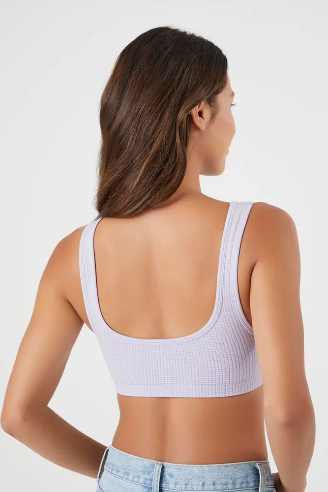 Women's Seamless Ribbed Bralette in Heather Lavender Medium