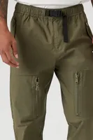 Men Release Buckle Slim-Fit Pants in Olive, XXL