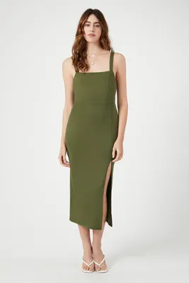 Women's Bodycon Midi Dress in Olive Small