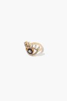 Women's Rhinestone Eye Cocktail Ring in Gold/Clear, 7