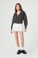 Women's Hooded Zip-Up Sweater in Charcoal Small