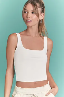 Women's Contour Sculpt Cropped Tank Top in Cream Small