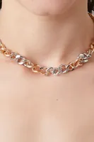 Women's Two-Tone Curb Chain Necklace in Gold/Silver