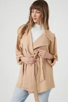 Women's Tie-Waist Trench Coat in Tan Large