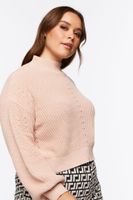 Women's Ribbed Mock Neck Sweater in Dusty Pink, 0X