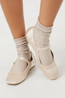 Pointelle Knit Crew Socks