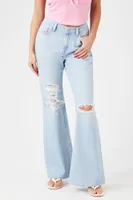 Women's Distressed Flare Jeans in Light Denim, 26