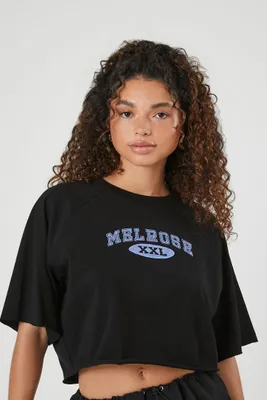 Women's Cropped Melrose Graphic T-Shirt Black,