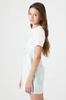 Girls Floral Cami Mini Dress (Kids) Cream/Baby Blue,