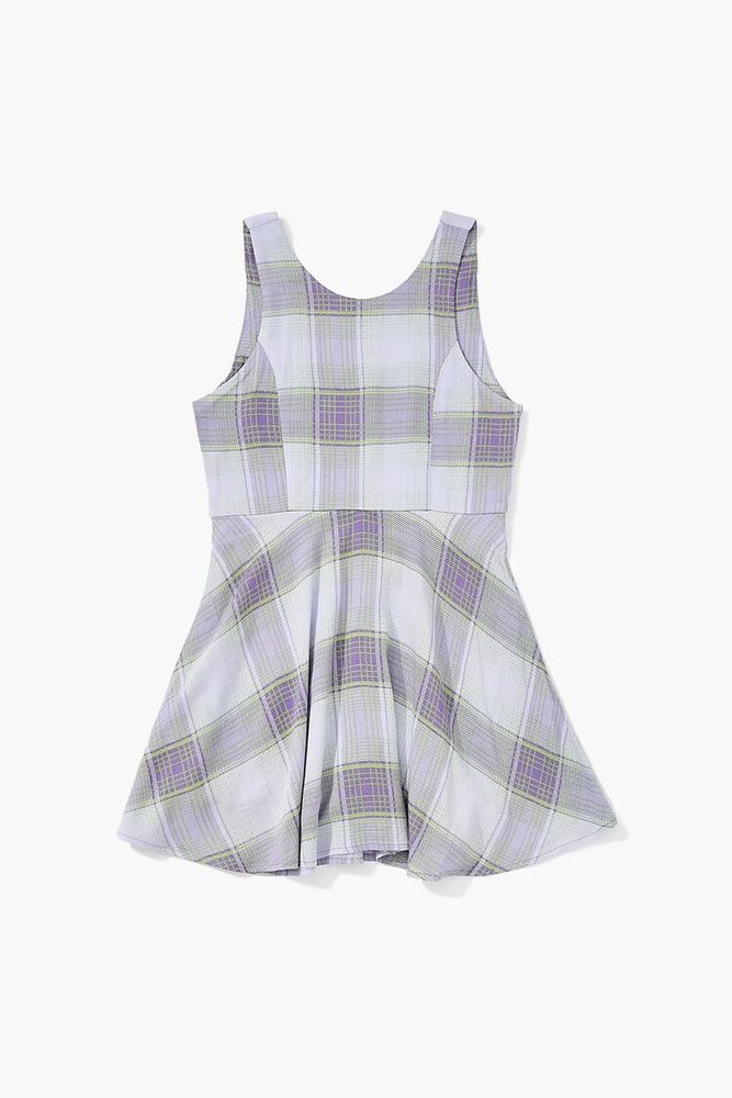 Girls Plaid Romper (Kids) Purple/Green,