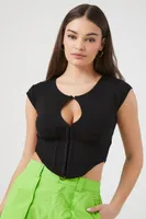 Women's Corset Crop Top in Black, XS