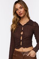 Women's Mesh Cutout Button-Front Shirt