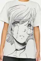 Women's Animebae Sad Girl Graphic T-Shirt in White Small