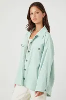 Women's Corduroy Drop-Shoulder Shacket in Seafoam Large