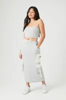 Women's French Terry Cargo Maxi Skirt in Grey, XS