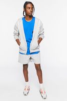 Men Fleece Zip-Up Hoodie in Heather Grey Small