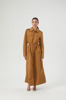 Women's Long-Sleeve Maxi Shirt Dress in Cigar Small