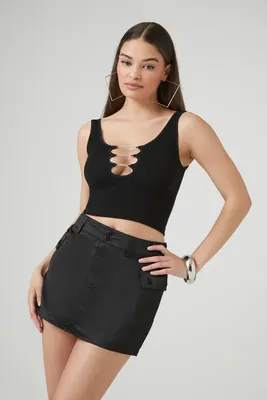 Women's Cargo A-Line Mini Skirt in Black Small