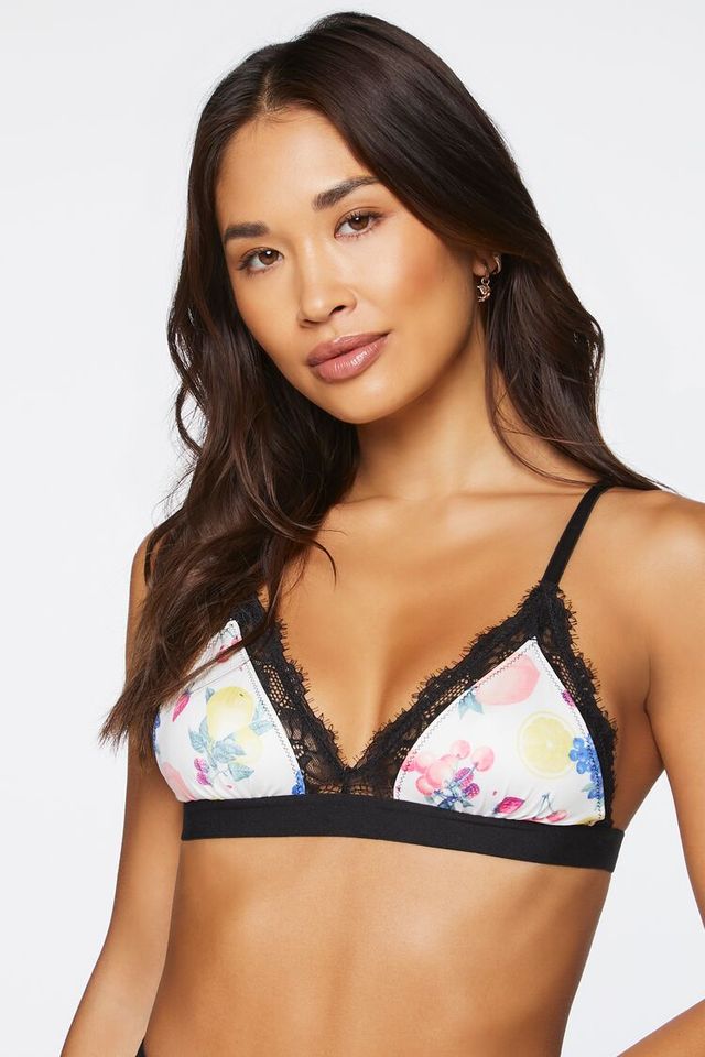 Forever 21 Women's Floral Mesh Longline Underwire Bra in Black