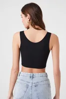 Women's Seamless Twist-Front Crop Top in Black, M/L