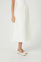 Women's Button-Front A-Line Midi Skirt Ivory