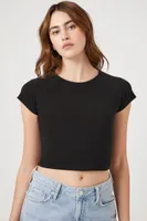 Women's Cropped Raglan T-Shirt in Black Small