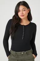 Women's Seamless Ribbed Knit Bodysuit in Black Large