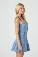 Women's Denim Fit & Flare Mini Dress in Light Denim, XL