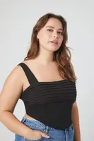 Women's Bustier Crop Top in Black, 1X