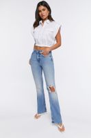 Women's Hemp 10% Distressed Flare Jeans Light Denim,