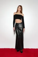 Women's Faux Leather Mermaid Maxi Skirt in Black Small