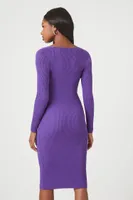 Women's Sweetheart Midi Sweater Dress in Purple Large