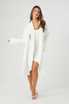 Women's Longline Cardigan Sweater in Cream Medium