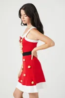 Women's Pom & Sequin Santa Mini Dress