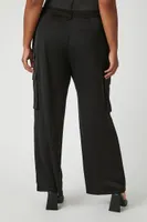 Women's Satin Wide-Leg Pants in Black, 0X