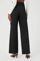 Women's Twill High-Rise Straight-Leg Pants in Black Large