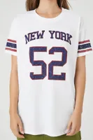 Women's Oversized New York Graphic T-Shirt in White Large