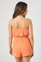 Women's Geo Strapless Swim Cover-Up Romper Sherbert