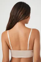 Women's Satin Longline Triangle Bralette in Champagne Large