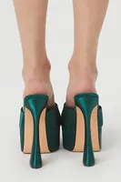 Women's Satin Platform Spool Heels in Green, 7.5