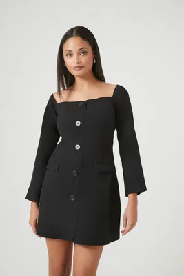 Women's Square-Neck Mini Dress in Black Small