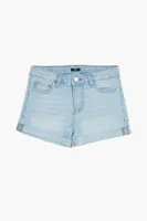 Girls Cuffed Denim Shorts (Kids) Light Denim,