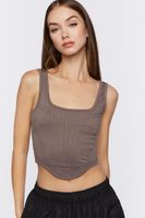 Women's Seamed Corset Crop Top in Shiitake Large